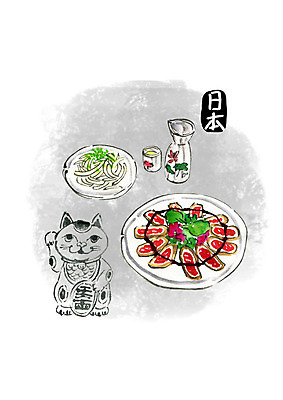 PSD 술잔 일러스트 캘리그라피 양파 붓터치 술병 수채화 요리 사람없음 일본 소고기 다다끼 마네키네코 일본음식 국내일러스트 아시아 음식 채소 병_용기 잔 주류 육류 일본전통 파일형식