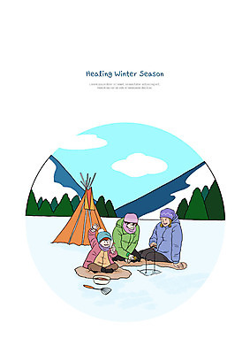 전신 PSD 나무 여자 남자 어린이 겨울 일러스트 가족 낚시 산 텐트 어류 사람 상반신 성인 세명 컬러풀 얼음 낚싯대 즐거움 힐링 겨울산 미끼 얼음낚시 겨울캠프 국내일러스트 자연요소 식물 계절 감정 컬러 관계 레저 캠핑도구 수중동물 캠핑 낚시용품 파일형식