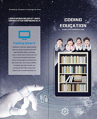 PSD 템플릿 표지디자인 북디자인 출판디자인 여자 어린이교육 교육 표지 남자 별 어린이 엎드리기 리플렛 2단접지 북커버 책장 사람 팜플렛 여러명 상반신 책 컴퓨터 우주 턱괴기 한국인 스마트 로봇팔 컴퓨터교육 어린이만 코딩 이미지템플릿 자연요소 가구 다수 컨셉 모션 동양인 전자제품 로봇 파일형식
