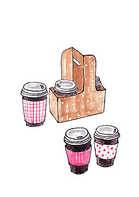PSD 커피 일러스트 수채화 사람없음 여러개 담기 번짐 테이크아웃 테이크아웃컵 커피캐리어 국내일러스트 음료 다수 모션 컵 파일형식 효과
