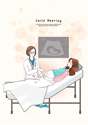 전신 PSD 여자 일러스트 병원 사람 상반신 성인 두명 임산부 임신 진료 육아 의사 산부인과 태아 육아라이프 산부인과의사 초음파 성인여자만 국내일러스트 라이프스타일 의학 의료진 여자만 성인만 파일형식