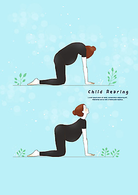 전신 PSD 여자 일러스트 요가 사람 성인 두명 임산부 임신 육아 요가자세 풀잎 태교 육아라이프 임산부요가 성인여자만 국내일러스트 라이프스타일 웰빙 포즈 잎 풀_식물 여자만 성인만 파일형식