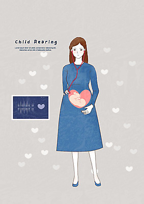 전신 PSD 여자 일러스트 한명 사람 성인 임산부 임신 육아 태아 육아라이프 초음파 초음파사진 성인여자한명만 국내일러스트 1 라이프스타일 여자한명만 성인여자만 파일형식