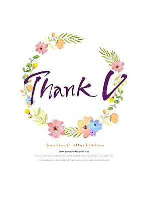 PSD 영어 꽃 잎 일러스트 캘리그라피 프레임 타이포그라피 사람없음 컬러풀 감사 국내일러스트 식물 문자 감정 컬러 파일형식
