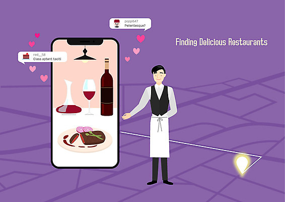 전신 남자 일러스트 안내 스테이크 한명 미소 사람 성인 스마트폰 레스토랑 와인 보라색 요리사 앞치마 와인병 검색 서빙 위치 약도 맛집 성인남자한명만 국내일러스트 AI파일 직업 1 컬러 지도 병_용기 주류 서양음식 표정 핸드폰 스마트기기 식당 남자한명만 성인남자만 파일형식 벡터