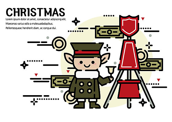 선 크리스마스 지폐 돈 일러스트 요정 따뜻함 사람없음 귀여움 종 플랫 감성 이웃 기부 구세군 구세군냄비 불우이웃 자선 국내일러스트 AI파일 기념일 컨셉 봉사 재산 파일형식 벡터