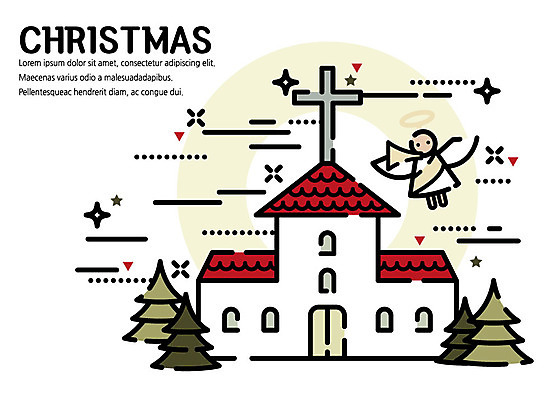 나무 선 십자가 크리스마스 일러스트 천사 따뜻함 사람없음 교회 귀여움 플랫 나팔 감성 국내일러스트 AI파일 식물 기념일 악기 컨셉 종교건축 건물 파일형식 벡터