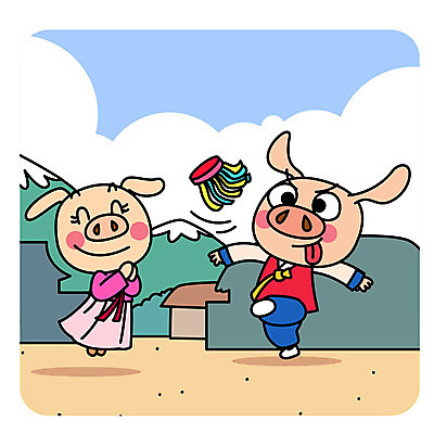 캐릭터 명절 두마리 일러스트 새해 사람없음 설날 전통놀이 돼지 한복 즐거움 시골집 돼지캐릭터 제기차기 국내일러스트 일러캐릭터 AI파일 한국전통 전통 기념일 감정 동물캐릭터 2 포유류 놀이 주택 전통의상 파일형식 벡터