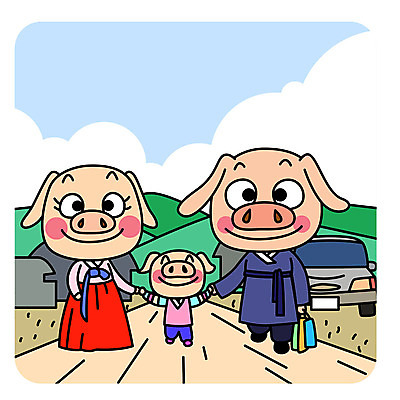 캐릭터 명절 행복 일러스트 가족 자동차 새해 세마리 선물 사람없음 설날 손잡기 돼지 한복 즐거움 돼지캐릭터 시골길 귀성길 새해선물 설선물 국내일러스트 일러캐릭터 AI파일 한국전통 전통 기념일 감정 길 육상교통 동물캐릭터 포유류 관계 모션 3 전통의상 파일형식 벡터 명절선물