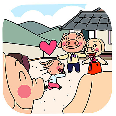 캐릭터 명절 할아버지 행복 할머니 여러마리 일러스트 가족 새해 사람없음 설날 시골 돼지 한복 즐거움 시골집 돼지캐릭터 귀성길 반가움 국내일러스트 일러캐릭터 AI파일 한국전통 전통 여자 기념일 노년 남자 감정 동물캐릭터 다수 포유류 관계 주택 전통의상 파일형식 벡터