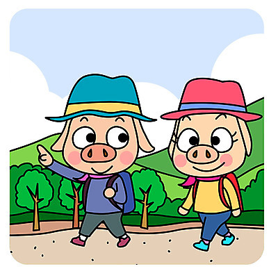 나무 캐릭터 모자 두마리 일러스트 배낭 새해 산 미소 사람없음 걷기 등산 가리킴 돼지 등산복 즐거움 돼지캐릭터 국내일러스트 일러캐릭터 AI파일 식물 잡화 옷 감정 동물캐릭터 2 가방 포유류 모션 표정 손짓 트래킹 파일형식 벡터