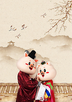 PSD 편집이미지 전통 부부 커플 여자 남자 여러마리 조류 근하신년 새해 산 한옥 사람 상반신 20대 성인 두명 옆모습 설날 학 한국인 새해인사 비행 돼지띠 돼지 한복 전통혼례 정자 매화 돼지캐릭터 혼례복 동물탈 인형탈 성인만 기와담장 기해년 이미지편집 동물 한국전통 건축물 명절 꽃 뷰포인트 동물캐릭터 다수 고건축 포유류 관계 기와 동양인 청년 담장 십이지신 인사 전통의상 전통의례 탈 파일형식 2019년