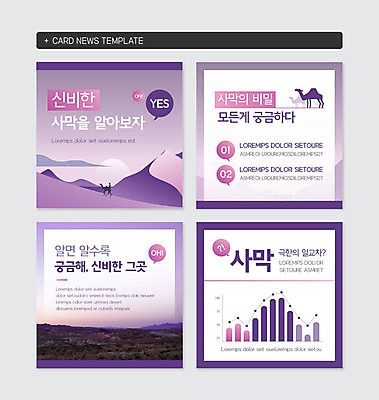 PSD 템플릿 여행 웹템플릿 그래프 초원 사람없음 깨끗함 보라색 사막 정보 신비 호기심 낙타 일교차 카드뉴스 이미지템플릿 감정 컬러 컨셉 포유류 날씨 파일형식