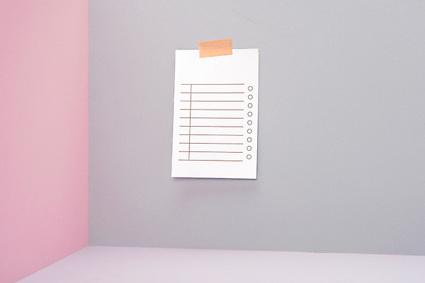 포토 JPG 스튜디오촬영 백그라운드 회색배경 실내 사람없음 오브젝트 테이프 체크리스트 카피스페이스 분홍색배경 국내포토 분홍색 문구용품 내부 공백 회색 파일형식