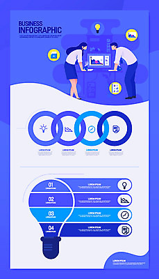 전신 여자 남자 일러스트 회사 비즈니스 전구 탁자 회의 그래프 대화 서기 사람 성인 두명 파란색 컴퓨터 마주보기 인포그래픽 모임 직장인 회의실 문서 폴더 사원증 타임라인 성인만 국내일러스트 AI파일 직업 컬러 가구 모션 말하기 전자제품 파일 파일형식 벡터