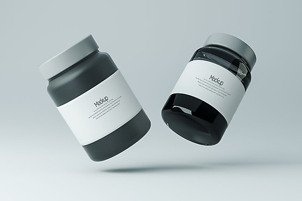 PSD 편집이미지 회색배경 유리병 사람없음 반사 3D소스 3D 두개 약병 잼 디지털합성 목업 편집3D 백그라운드 2 병_용기 약 회색 소스_음식 병_담는 파일형식