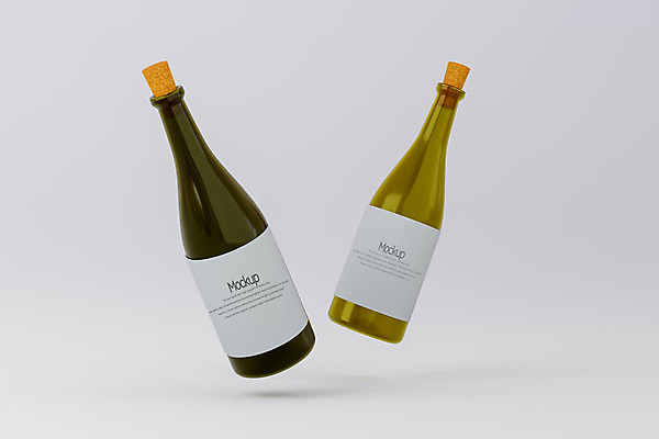 PSD 편집이미지 회색배경 술병 유리병 사람없음 3D소스 3D 두개 와인병 디지털합성 코르크 목업 편집3D 백그라운드 2 병_용기 주류 와인 회색 파일형식