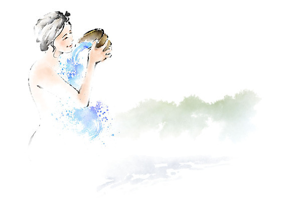 PSD 여자 여유 일러스트 캘리그라피 붓터치 휴식 수채화 수묵화 한명 미소 사람 상반신 성인 물 온천 붓기 힐링 바가지 성인여자한명만 국내일러스트 자연요소 1 감정 컨셉 모션 표정 미술 스파 여자한명만 성인여자만 파일형식