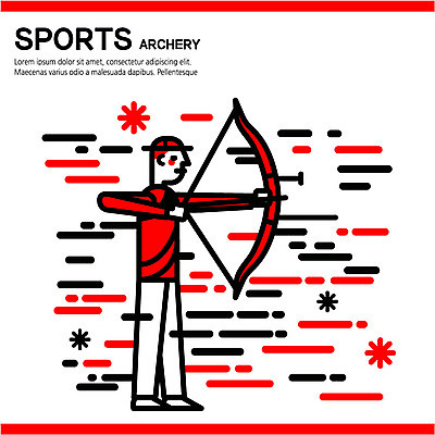 스포츠 포즈 일러스트 운동선수 한명 빨간색 활 양궁 양궁선수 국내일러스트 AI파일 1 컬러 사람 파일형식 벡터