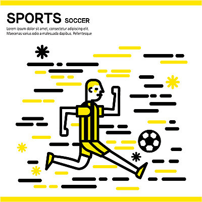 스포츠 일러스트 축구공 축구선수 운동선수 한명 운동복 달리기 노란색 축구 킥 국내일러스트 AI파일 1 옷 컬러 공 축구용품 모션 사람 구기 파일형식 벡터