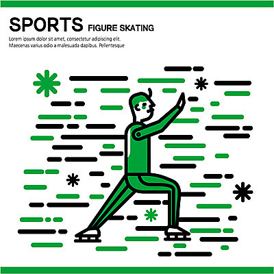 스포츠 포즈 일러스트 운동선수 한명 초록색 피겨스케이팅 한국선수 국내일러스트 AI파일 1 컬러 사람 스케이팅 파일형식 벡터