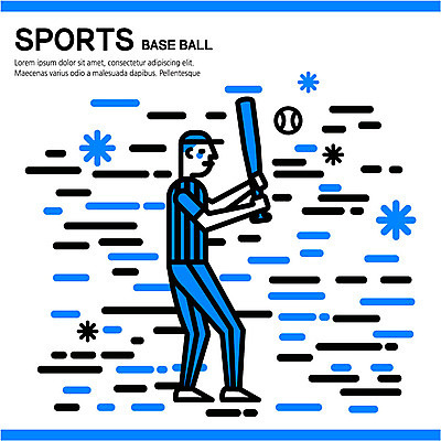 스포츠 일러스트 운동선수 한명 파란색 야구 야구방망이 야구선수 야구공 국내일러스트 AI파일 1 컬러 공 사람 구기 야구용품 파일형식 벡터