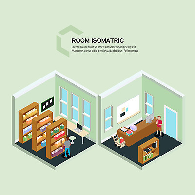 전신 남자 일러스트 책장 사람 성인 두명 책 카트 방 도서관 아이소메트릭 국내일러스트 AI파일 교육 가구 파일형식 벡터