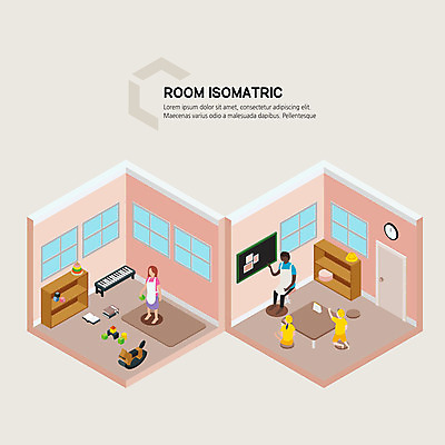 여자 남자 어린이 악기 일러스트 책장 사람 여러명 성인 장난감 교사 칠판 유치원 유치원생 건반 피아노 아이소메트릭 국내일러스트 AI파일 직업 교육 음악 가구 다수 건반악기 파일형식 벡터