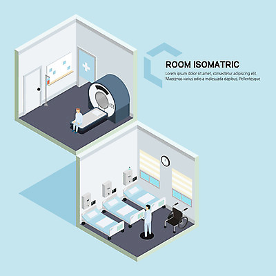 전신 남자 일러스트 실내 병원 사람 성인 두명 환자 침대 휠체어 병실 아이소메트릭 입원실 성인남자만 CT촬영 국내일러스트 AI파일 가구 의학 의료기기 내부 입원 남자만 성인만 파일형식 벡터