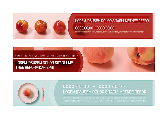 템플릿 접시 배너 배너템플릿 가로배너 포크 사람없음 빨간색 복숭아 자두 배너세트 이미지템플릿 AI파일 식기 컬러 과일 가로 세트 파일형식 벡터