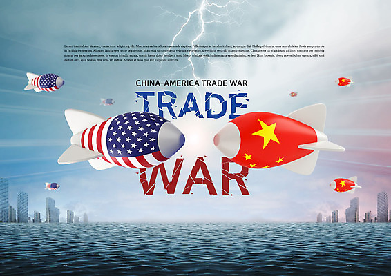 PSD 편집이미지 파도 바다 비즈니스 하늘 빌딩 사람없음 경제 파란색 글로벌 글로벌비즈니스 로켓 도시 성조기 번개 미사일 오성홍기 무역 역동적 전쟁 갈등 이미지편집 IC큐레이션 산업 컬러 컨셉 날씨 건물 중국 국기 파일형식