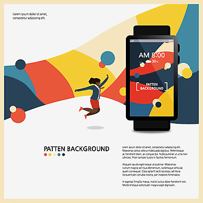 전신 여자 백그라운드 패턴 일러스트 모션 한명 사람 성인 컬러풀 점프 패턴백그라운드 스마트워치 성인여자한명만 국내일러스트 AI파일 1 컬러 무늬 스마트기기 웨어러블 여자한명만 성인여자만 파일형식 벡터