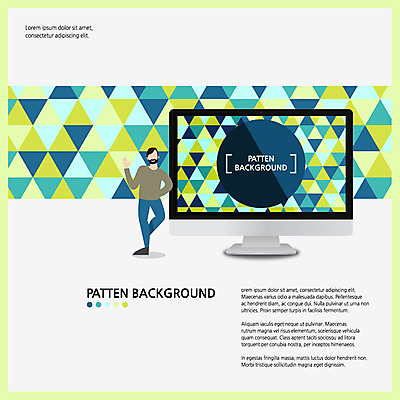 전신 남자 포즈 백그라운드 패턴 일러스트 한명 사람 성인 컴퓨터 모니터 패턴백그라운드 삼각형 성인남자한명만 국내일러스트 AI파일 도형 1 무늬 전자제품 남자한명만 성인남자만 파일형식 벡터