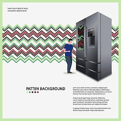 전신 남자 백그라운드 패턴 일러스트 한명 사람 성인 연두색 패턴백그라운드 냉장고 성인남자한명만 국내일러스트 AI파일 1 무늬 초록색 가전제품 남자한명만 성인남자만 파일형식 벡터
