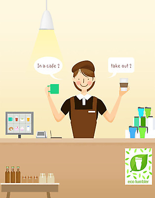 PSD 여자 유니폼 일러스트 전등 한명 사람 상반신 성인 판매 환경 카페 머그컵 종이컵 종업원 테이크아웃 에코라이프 텀블러 성인여자한명만 국내일러스트 직업 1 라이프스타일 옷 조명 컵 상점 일회용 에코 여자한명만 성인여자만 파일형식