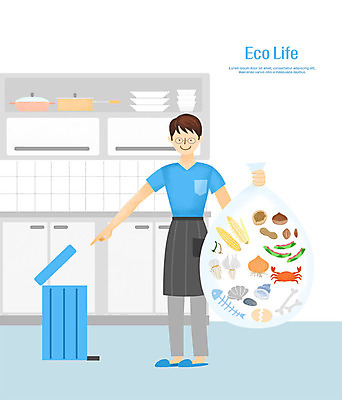 전신 PSD 남자 일러스트 한명 사람 성인 자연보호 환경 주방 그린캠페인 앞치마 쓰레기통 가리킴 쓰레기 에코 친환경 분리수거 에코라이프 쓰레기봉투 성인남자한명만 그린슈머 국내일러스트 1 라이프스타일 캠페인 자연 봉투 손짓 보호 남자한명만 성인남자만 파일형식