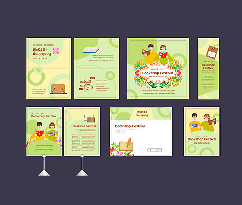 템플릿 배너템플릿 여자 교육 남자 꽃잎 꽃 나뭇잎 미소 사람 이벤트 여러명 상반신 성인 책 연두색 세트 독서 축제 전시 현수막 전단 엽서 초대장 약도 서점 북마크 책받침대 소봉투 행사세트 행사템플릿 AI파일 식물 배너 다수 잎 지도 편지봉투 카드_감사 표정 초록색 상점 편지 받침대 홍보물 파일형식 벡터