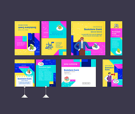 템플릿 배너템플릿 여자 교육 남자 교복 사다리 청소년 사람 이벤트 상반신 두명 책 세트 컬러풀 확성기 카트 전시 현수막 알림 전단 엽서 초대장 약도 서점 소봉투 행사세트 행사템플릿 AI파일 배너 옷 컬러 지도 편지봉투 카드_감사 상점 도구 편지 홍보물 파일형식 벡터