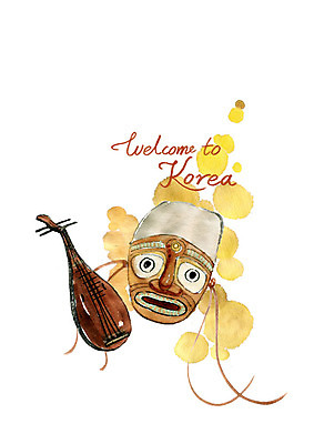 PSD 한국문화 한국전통 전통 일러스트 캘리그라피 붓터치 수채화 수묵화 사람없음 전통탈 환영 고전악기 국내일러스트 동양문화 악기 한국 미술 탈 파일형식