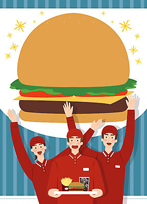 여자 남자 행복 유니폼 일러스트 프레임 패스트푸드 사람 상반신 성인 세명 감자튀김 햄버거 알림 즐거움 콜라 서빙 모집 아르바이트 구인 채용공고 햄버거가게 최저임금 비정규직 국내일러스트 AI파일 옷 감정 비즈니스 감자 경제 식당 튀김 인스턴트 탄산음료 채용 파일형식 벡터