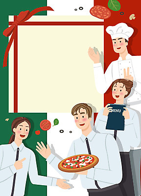 여자 남자 리본 유니폼 토마토 일러스트 프레임 피자 사람 여러명 상반신 성인 요리사 이탈리아음식 조리복 알림 메뉴판 서빙 모집 아르바이트 구인 채용공고 페퍼로니 최저임금 비정규직 국내일러스트 AI파일 직업 옷 다수 채소 비즈니스 패스트푸드 서양음식 경제 소시지 채용 파일형식 벡터