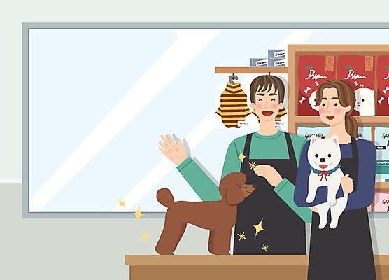 여자 남자 행복 반려견 일러스트 안기 프레임 미소 사람 상반신 성인 두명 반려동물 앞치마 알림 즐거움 애견용품 모집 아르바이트 강아지옷 구인 애견미용 애견샵 채용공고 최저임금 비정규직 국내일러스트 AI파일 동물 감정 비즈니스 모션 표정 경제 뷰티 개 채용 파일형식 벡터 반려용품
