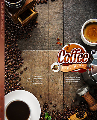 PSD 템플릿 표지디자인 북디자인 출판디자인 표지 커피 리플렛 2단접지 북커버 팜플렛 사람없음 카페 머그컵 원두 메뉴 그라인더 이미지템플릿 음료 컵 상점 커피용품 파일형식