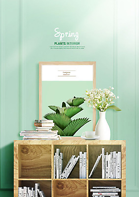 PSD 식물 편집이미지 꽃 액자 책장 사람없음 책 초록색 연두색 인테리어 꽃병 봄 책더미 보테니컬아트 이미지편집 디자인 계절 컬러 가구 무더기 파일형식