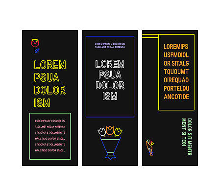 템플릿 배너 배너템플릿 꽃 세로배너 꽃다발 이벤트 사람없음 파란색 노란색 꽃병 검은색 현수막 네온 형광 배너세트 엑스배너 AI파일 식물 컬러 세로 빛 세트 파일형식 벡터