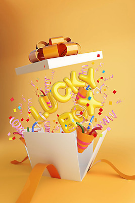 PSD 편집이미지 리본 백그라운드 포장 폭죽 선물 이벤트 사람없음 선물상자 상자 컬러풀 노란색 3D소스 3D 디지털합성 서프라이즈 팡파레 럭키박스 랜덤박스 편집3D 컬러 컨셉 쇼핑 파일형식