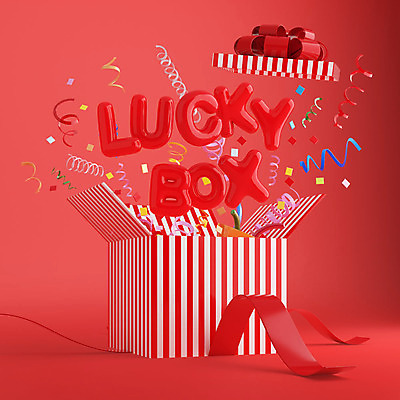 PSD 편집이미지 리본 백그라운드 포장 폭죽 선물 이벤트 사람없음 빨간색 선물상자 상자 컬러풀 3D소스 3D 디지털합성 서프라이즈 팡파레 럭키박스 랜덤박스 편집3D 컬러 컨셉 쇼핑 파일형식