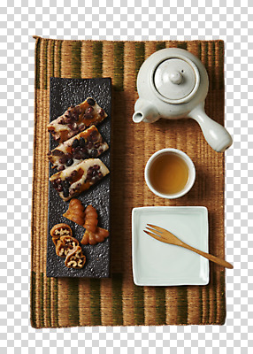 편집이미지 접시 한식 음식 포크 떡 사람없음 전통차 찻잔 찻주전자 약과 PNG 다과상 편집소스 식기 주전자 잔 차_음료 전통음식 다과 파일형식