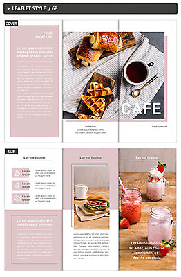 템플릿 표지디자인 표지 ZIP 내지 커피 음식 리플렛 분홍색 3단접지 샌드위치 팜플렛 사람없음 세트 카페 식탁보 가을 차 모던 심플 브런치 와플 딸기스무디 인디자인 INDD 이미지템플릿 계절 음료 컬러 디저트 상점 식사 스무디 파일형식