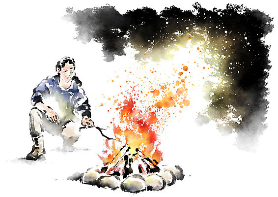 전신 PSD 남자 일러스트 캘리그라피 붓터치 따뜻함 한명 미소 사람 앉기 성인 모닥불 번짐 불쏘시개 성인남자한명만 국내일러스트 1 모션 불 표정 남자한명만 성인남자만 파일형식 효과